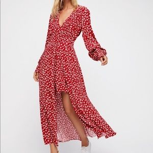 Free People Red Walk Me Home Duster Dress 12